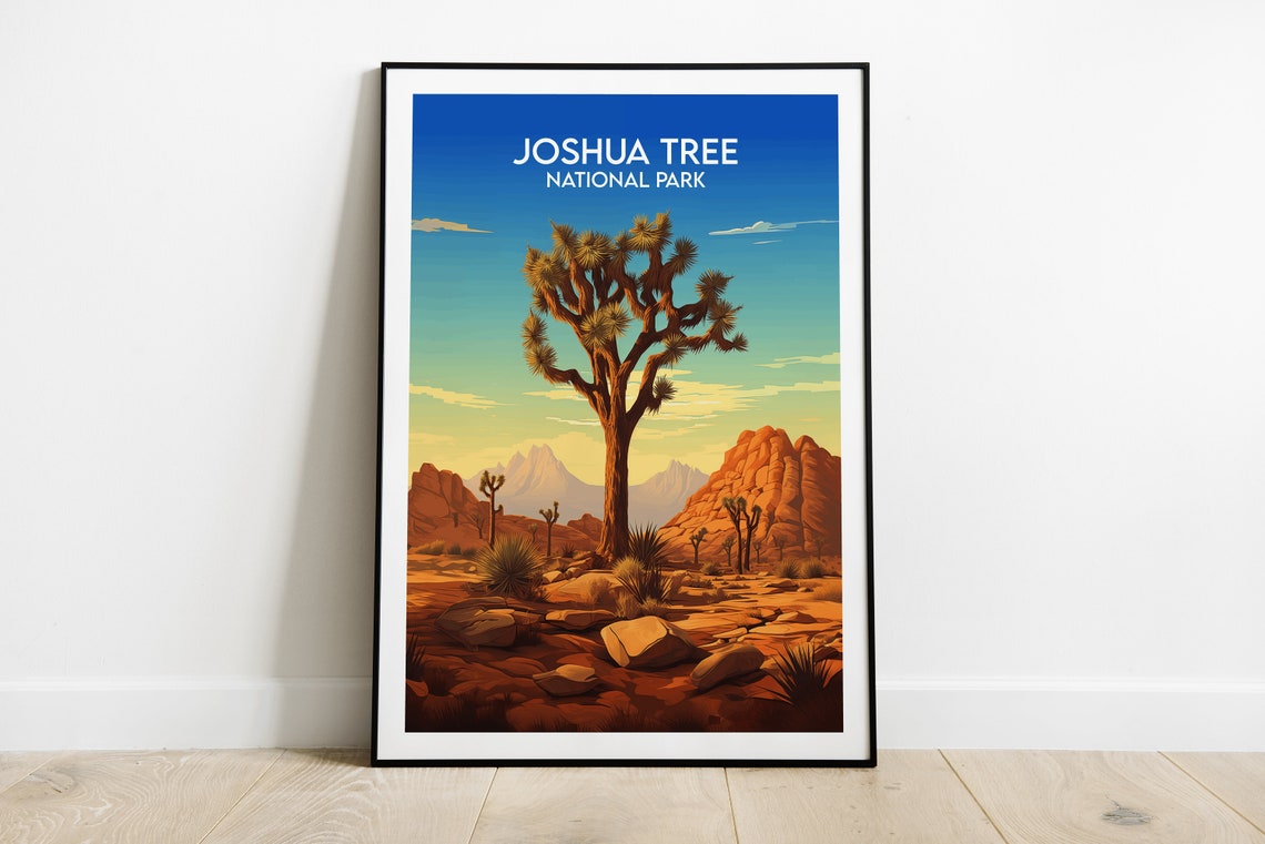Joshua Tree National Park Sunset Desert Landscape Retro Travel Poster