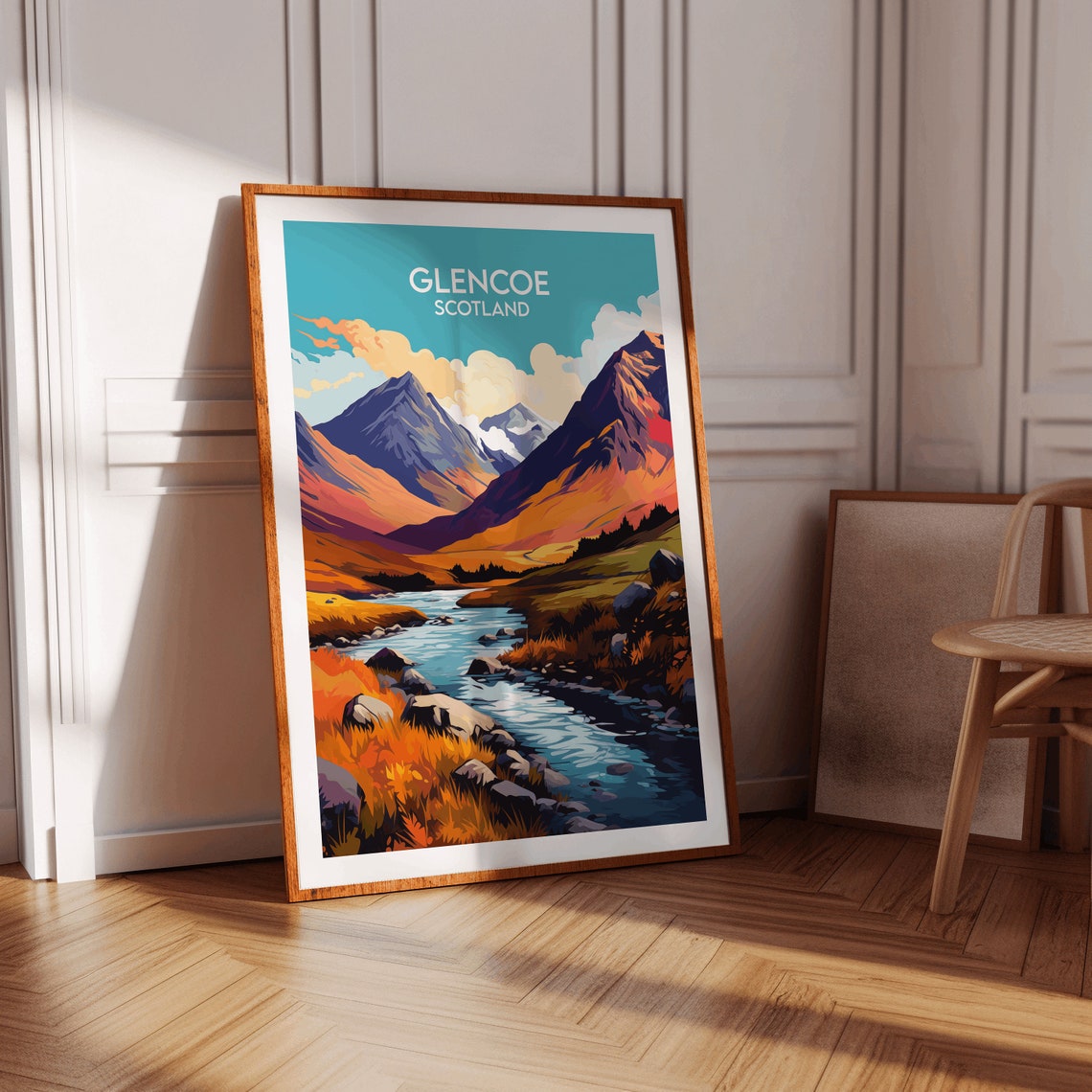 Glencoe Scotland Mountain Valley Stream Vintage Travel Poster - Image 2