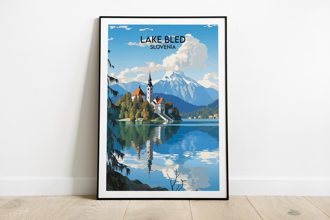 Lake Bled Travel Poster, Custom Personalised Gift