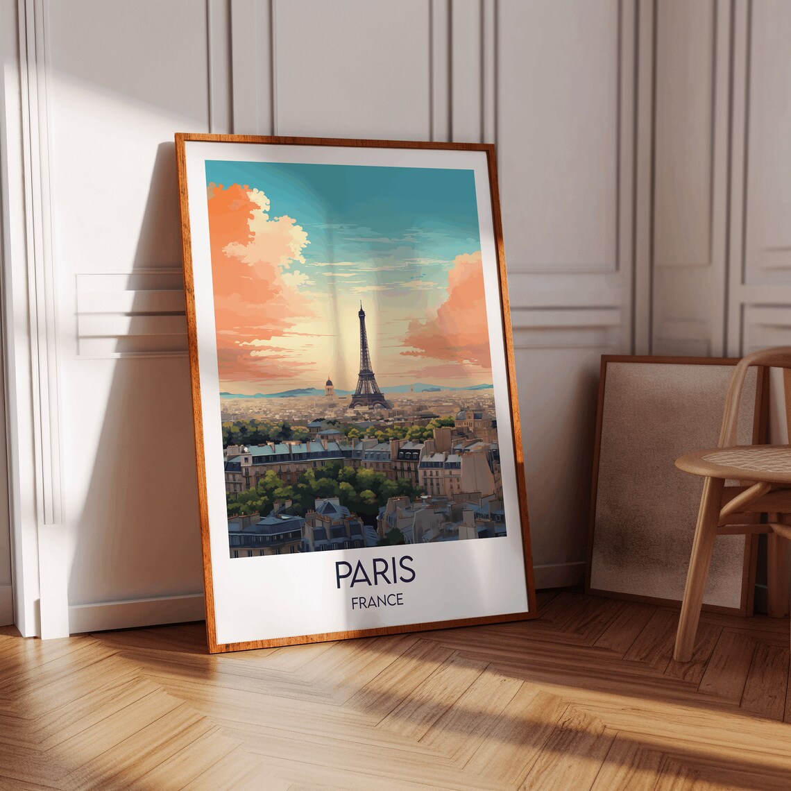 Romantic Paris France Eiffel Tower Sunset Cityscape Travel Poster - Image 3