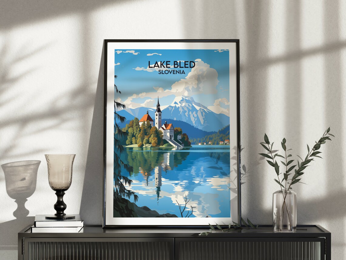 Lake Bled Travel Poster, Custom Personalised Gift - Image 3
