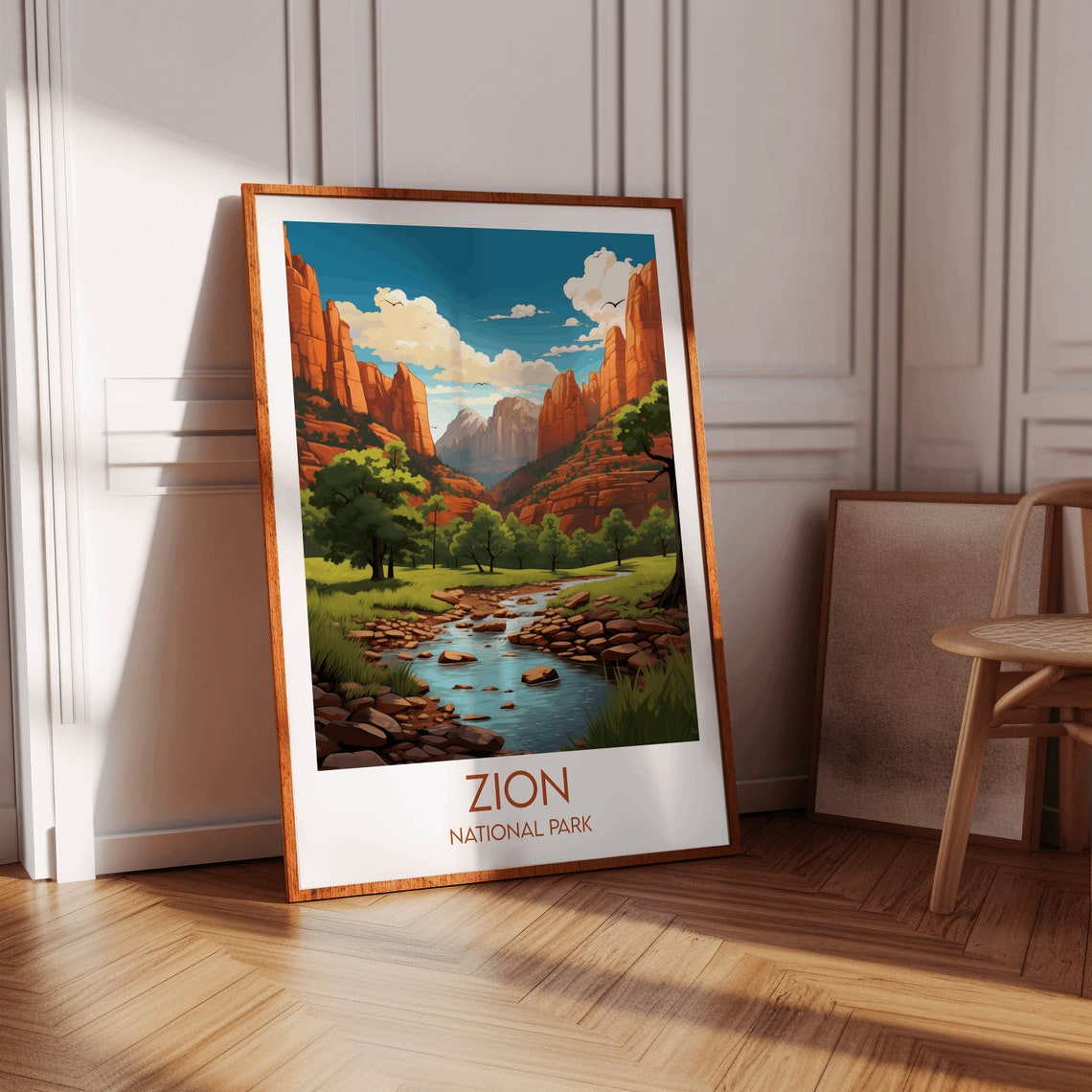Scenic Zion National Park Utah Red Rock Canyon River Valley Poster - Image 3