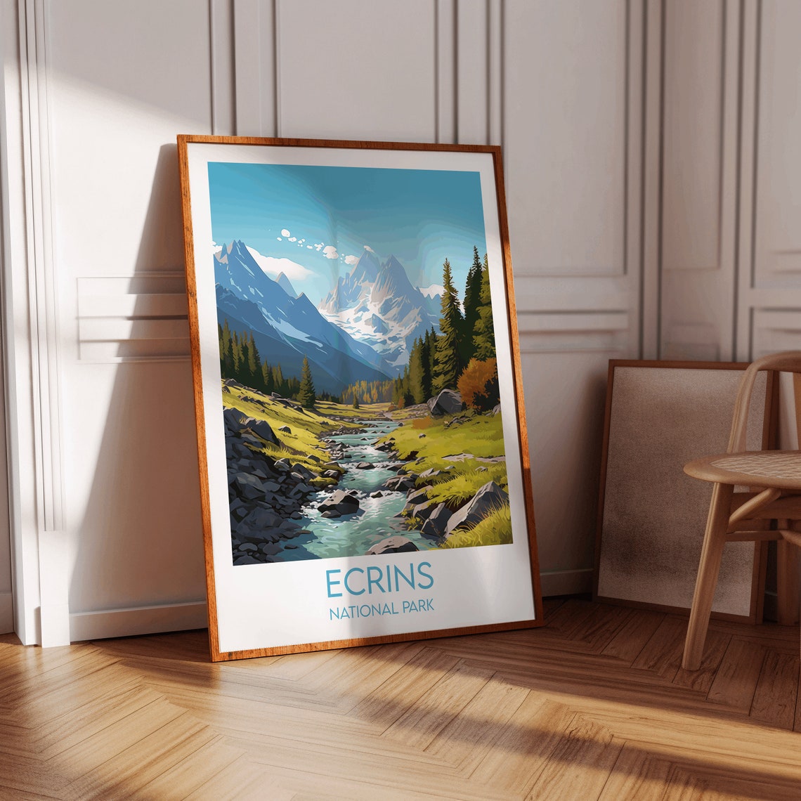 Ecrins National Park France Alpine Meadow Stream Peaks Poster - Image 2