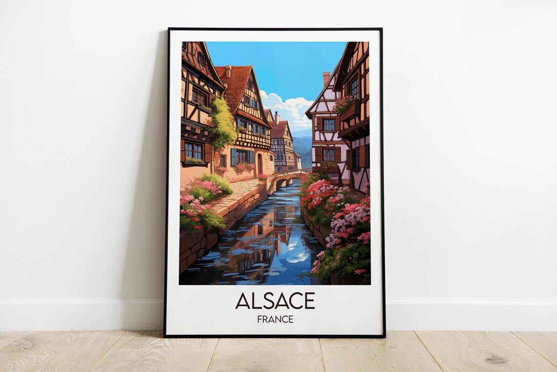 Alsace France Canal Street Half Timbered Houses Flower Poster