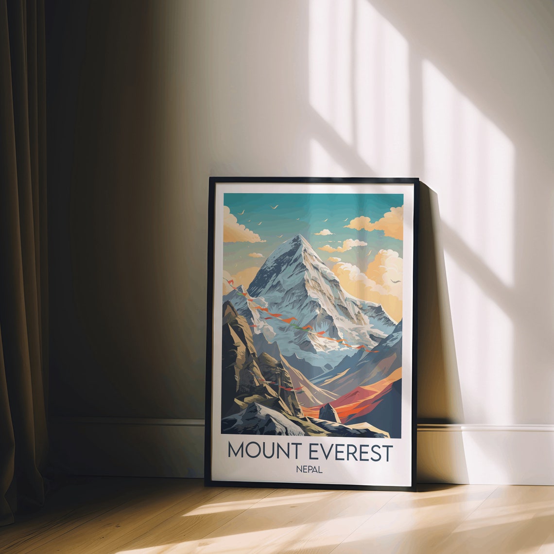 Mount Everest Nepal Prayer Flags Himalayan Peak Mountain Art Poster - Image 2