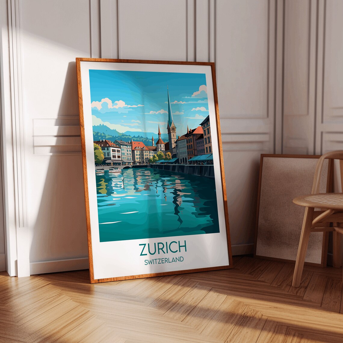 Zurich Travel Poster, Switzerland Custom Print - Image 4