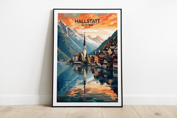 Hallstatt Travel Poster, Austria Custom Personalised