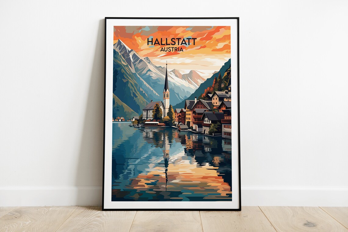 Hallstatt Travel Poster, Austria Custom Personalised