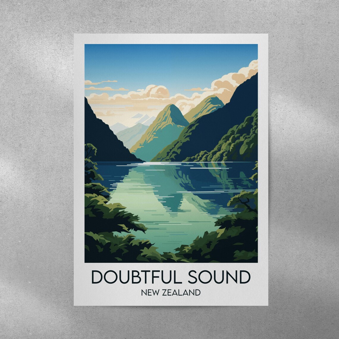 Doubtful Sound Travel Poster, New Zealand Custom - Image 4