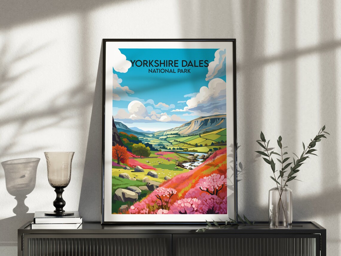 Yorkshire Dales National Park Green Valley Wildflower Travel Poster - Image 5