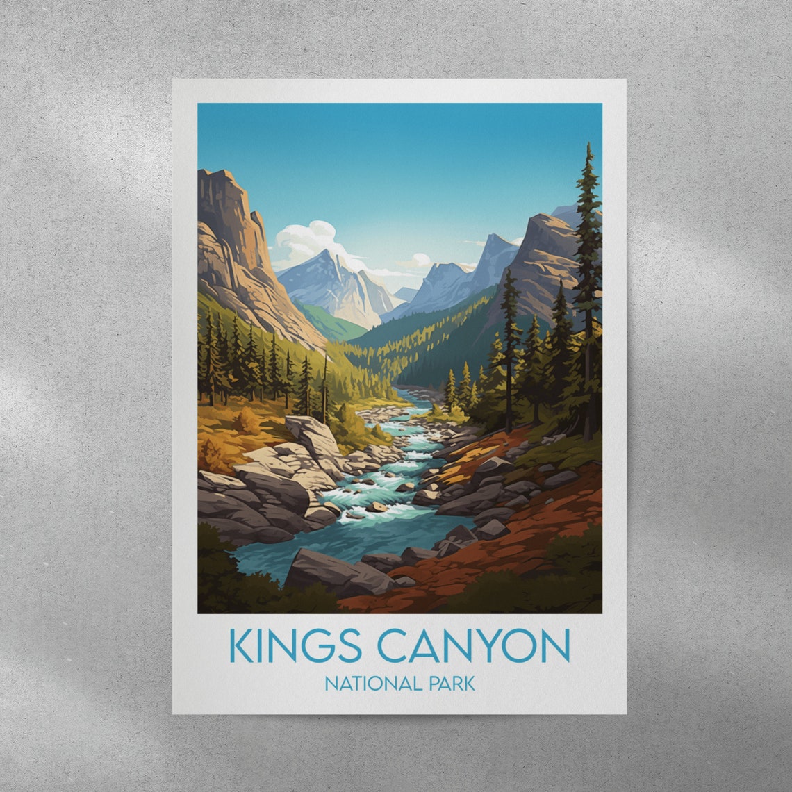 Kings Canyon National Park Rushing River Mountain Scenic Poster - Image 2