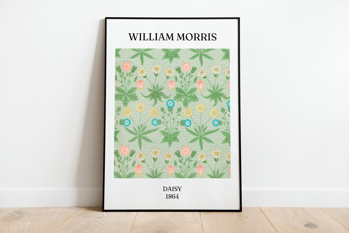 William Morris Daisy 1864 Soft Vintage Floral Pattern Art Poster