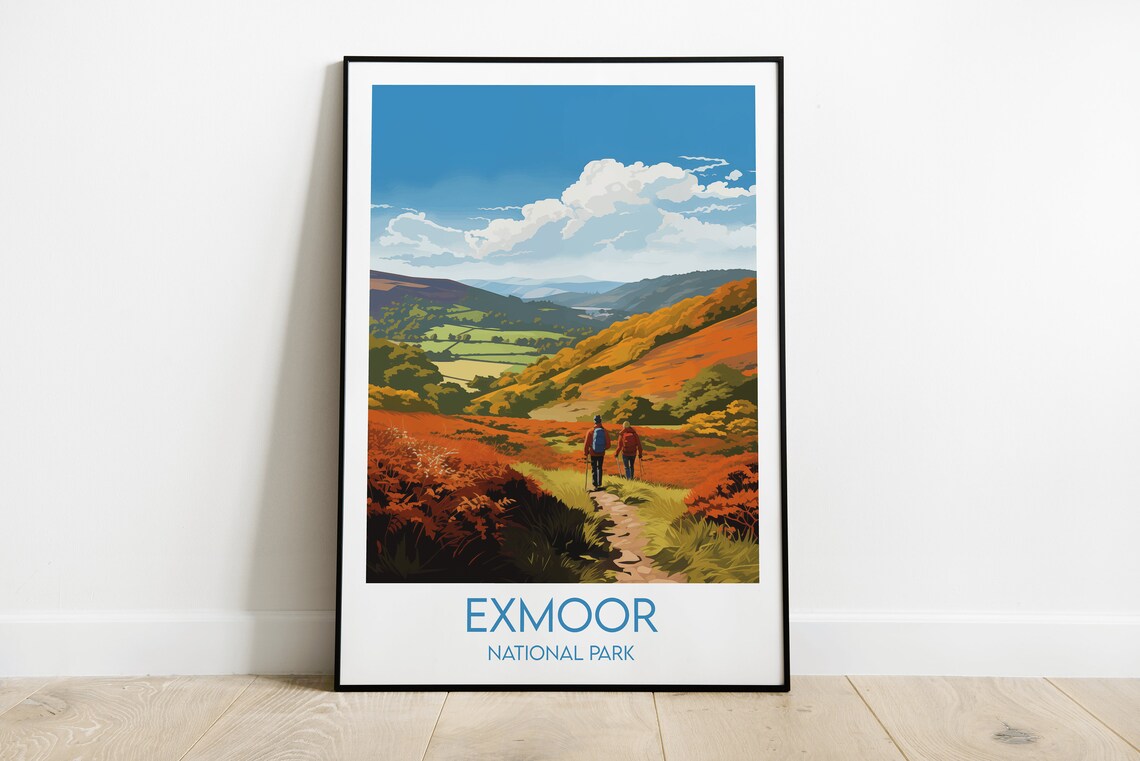 Exmoor National Park Autumn Moorland Hikers Trail Vista Poster