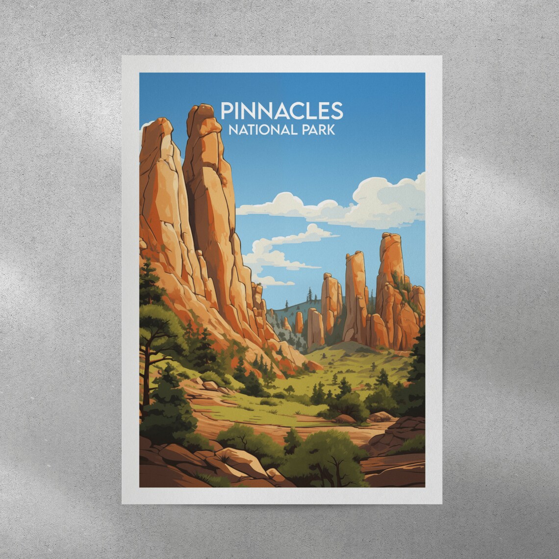 Pinnacles National Park Orange Rock Spires Desert Travel Poster - Image 4