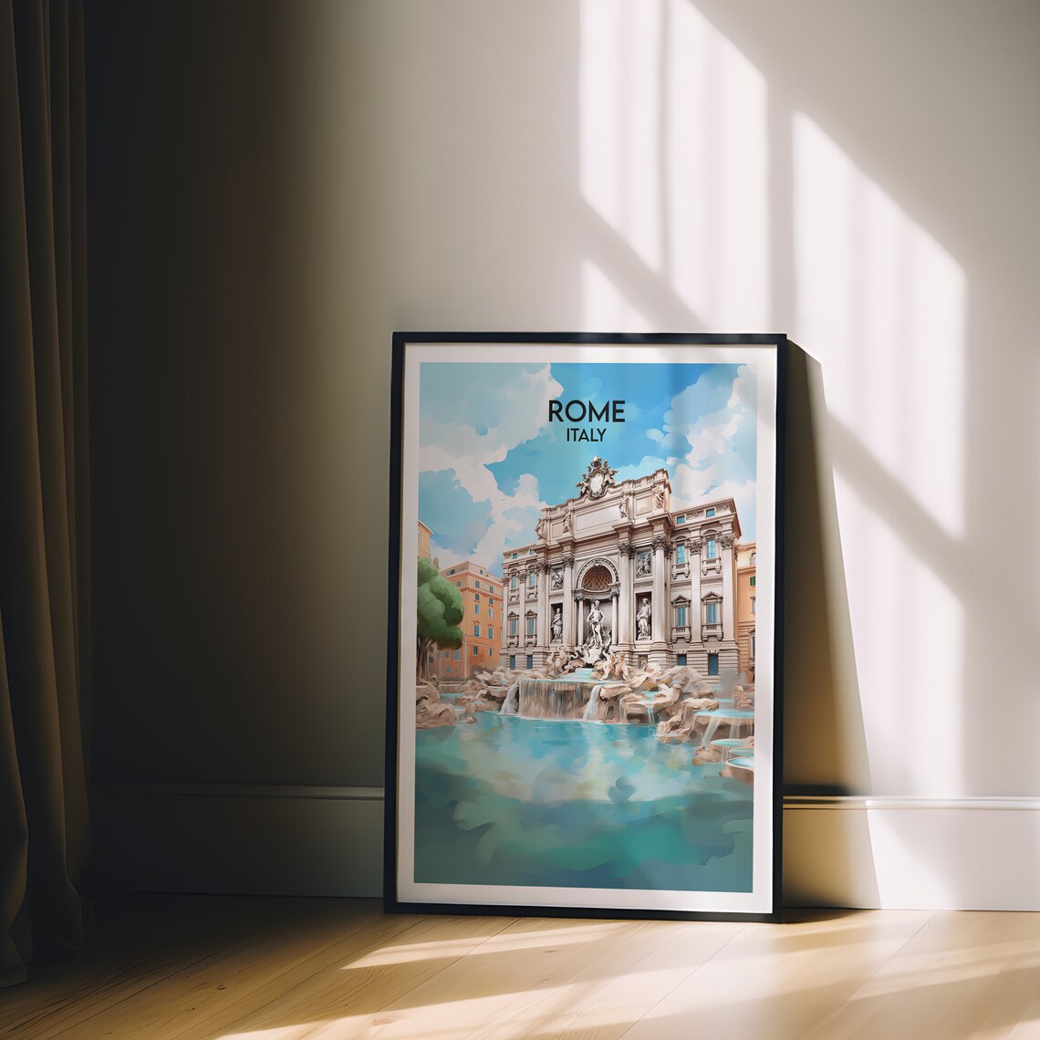 Rome Italy Trevi Fountain Baroque Vintage Italian Travel Poster - Image 2