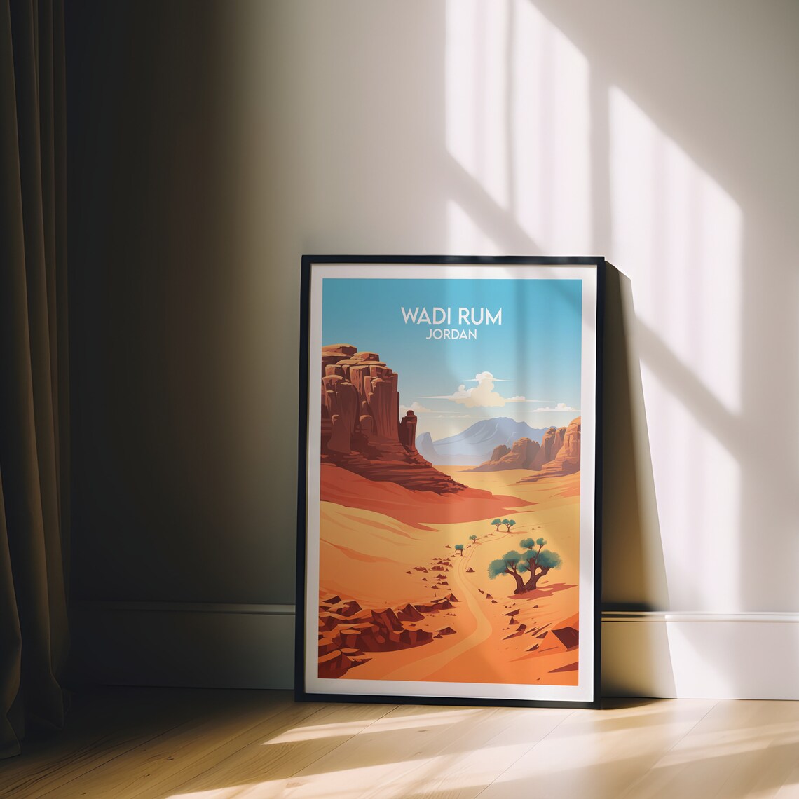 Wadi Rum Jordan Desert Canyon Landscape Adventure Travel Art Poster - Image 2