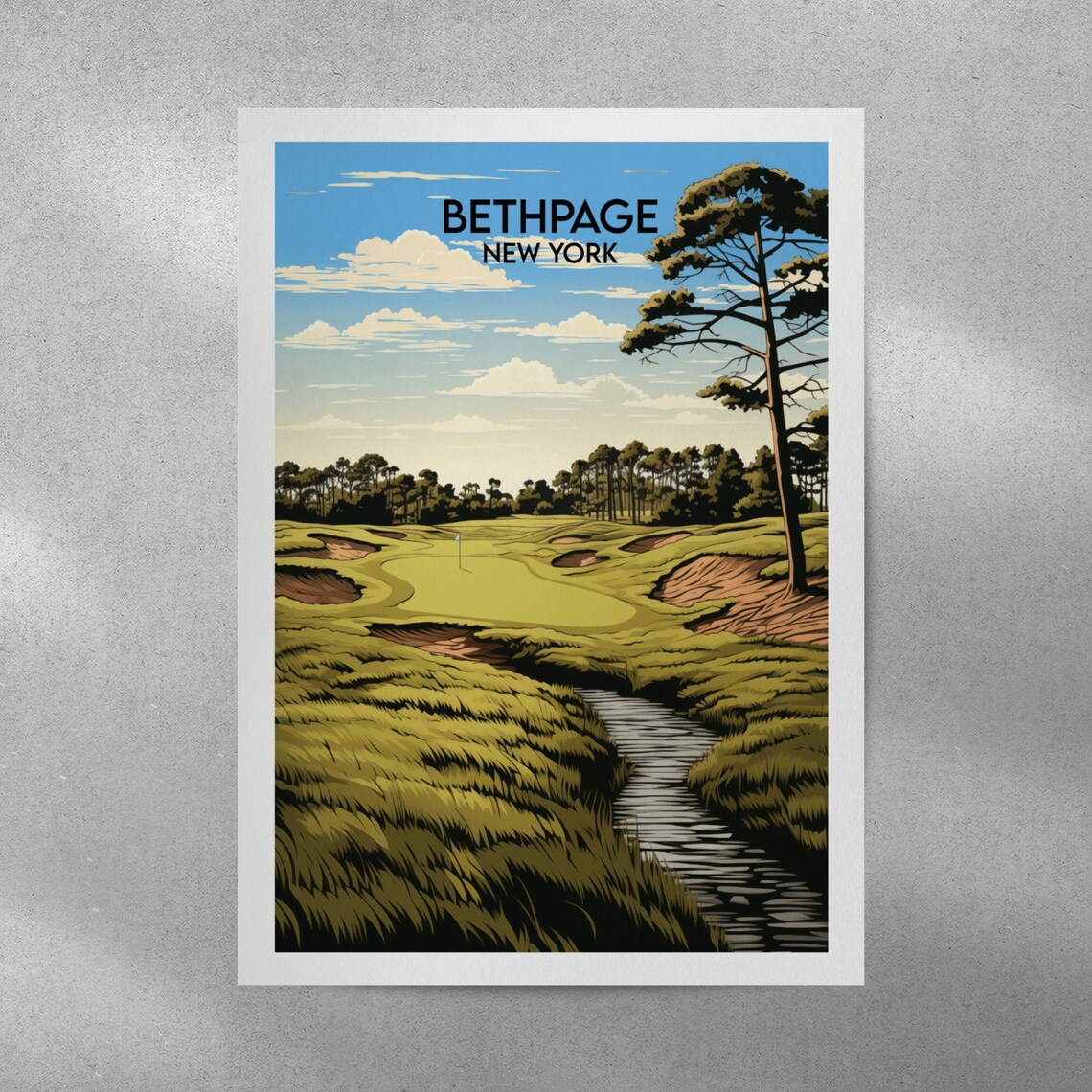 Bethpage Black Golf Course Travel Print New York Poster Custom Personalised Wedding Birthday Gift - Image 4
