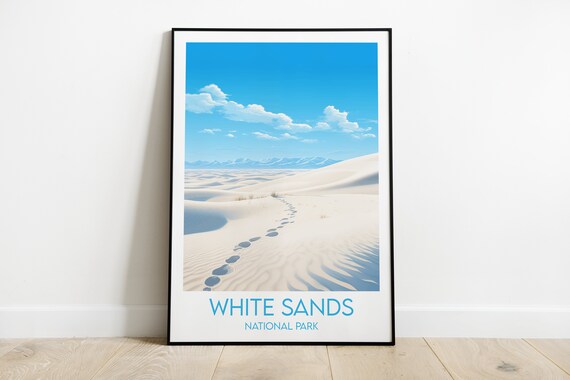 White Sands National Park Footprints Dune Desert Travel Poster