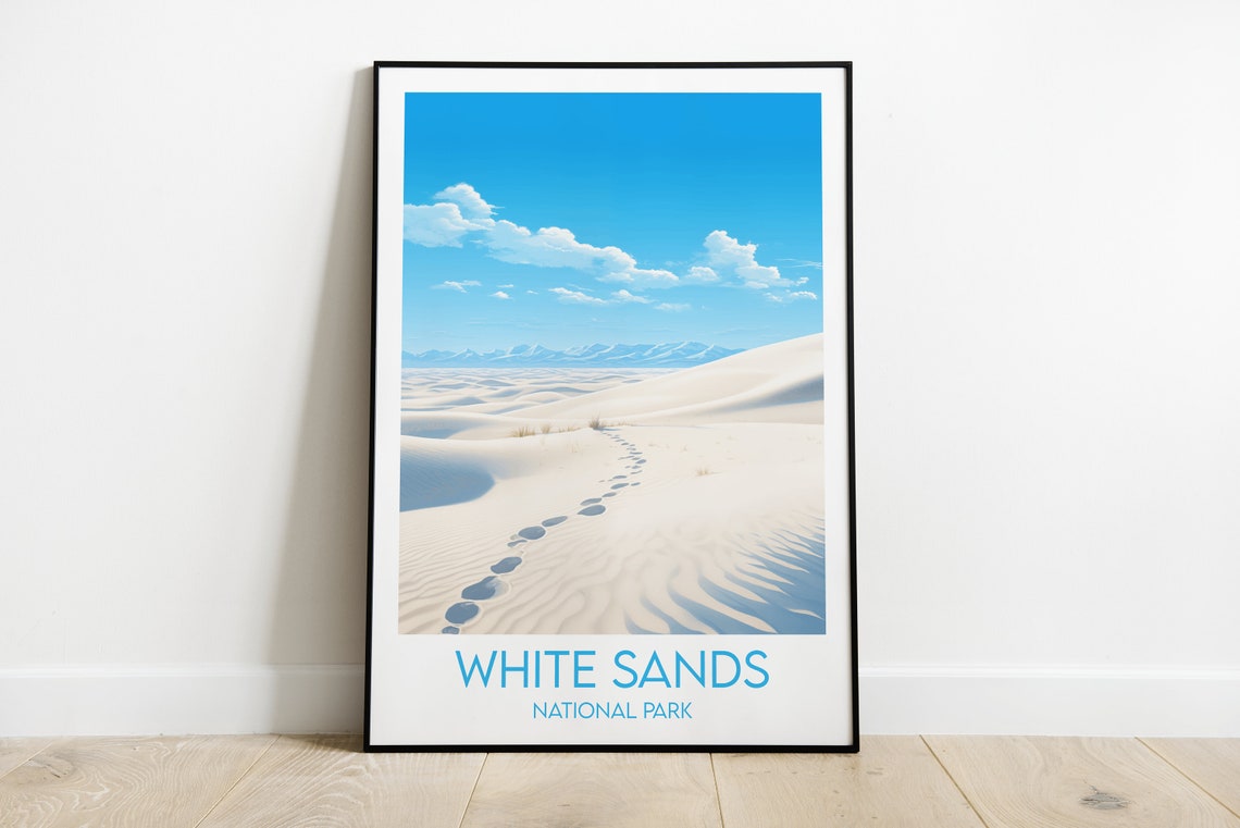 White Sands National Park Footprints Dune Desert Travel Poster