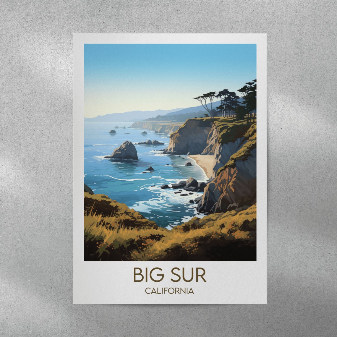 Big Sur California Dramatic Coastline Cliffs Blue Ocean Travel Poster - Image 3