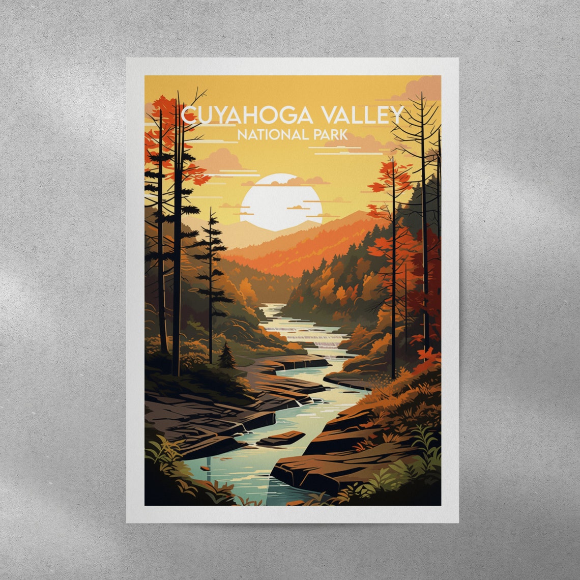 Cuyahoga Valley National Park Autumn River Gorge Sunset Poster - Image 3