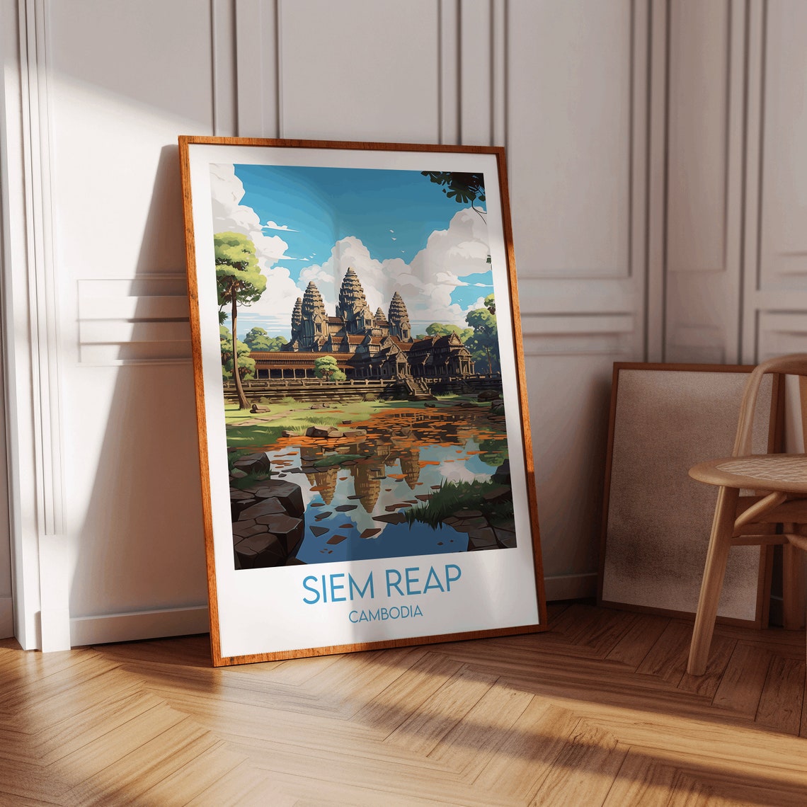 Siem Reap Cambodia Angkor Wat Temple Reflection Travel Poster - Image 3