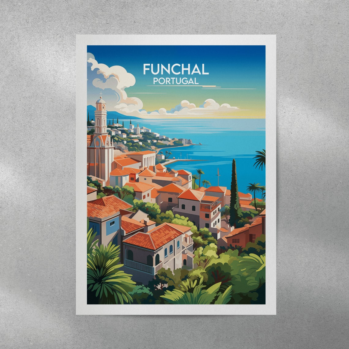 Funchal Portugal Madeira Coastal City Panorama Travel Poster - Image 3