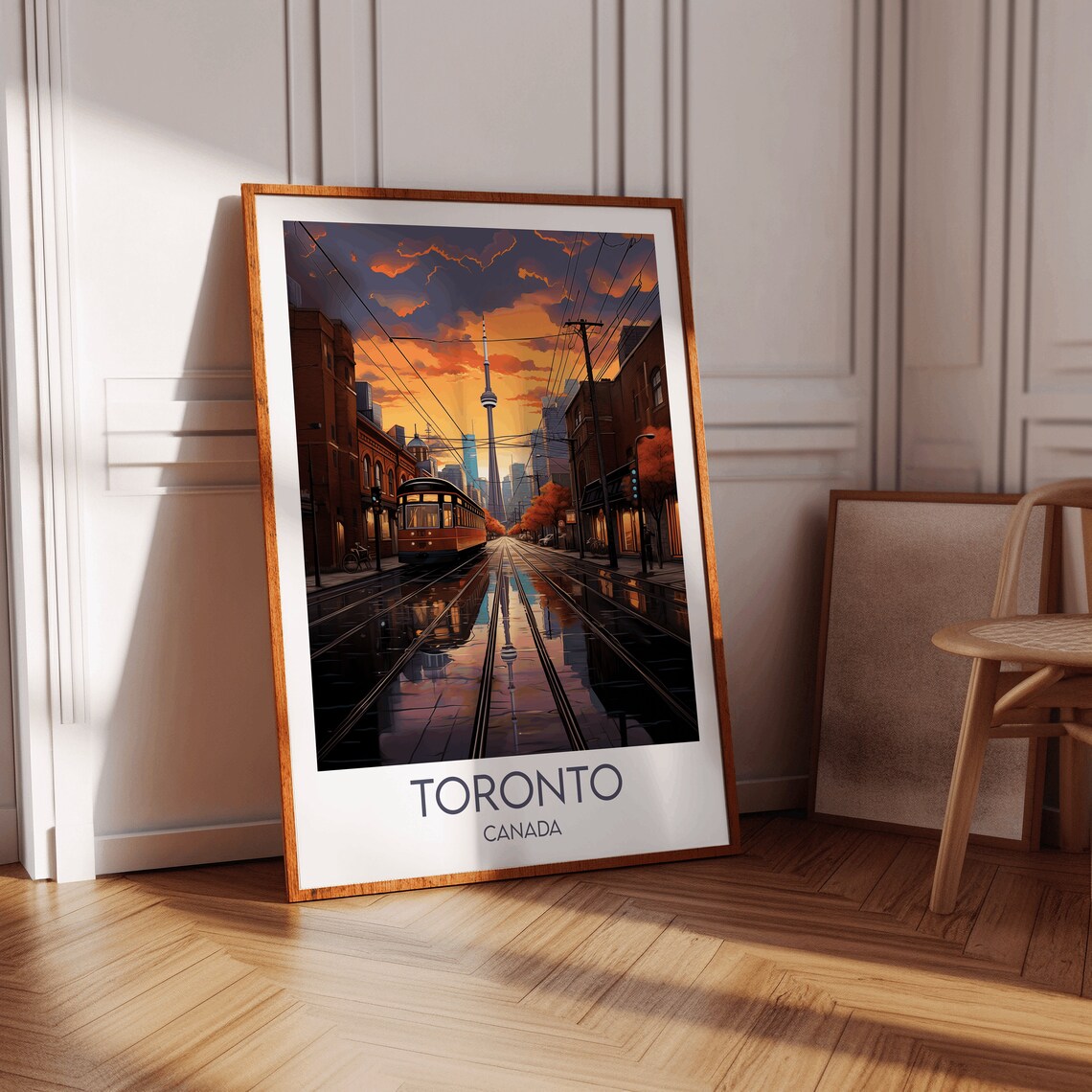 Toronto Canada Vintage Travel Poster Streetcar CN Tower Sunset - Image 3
