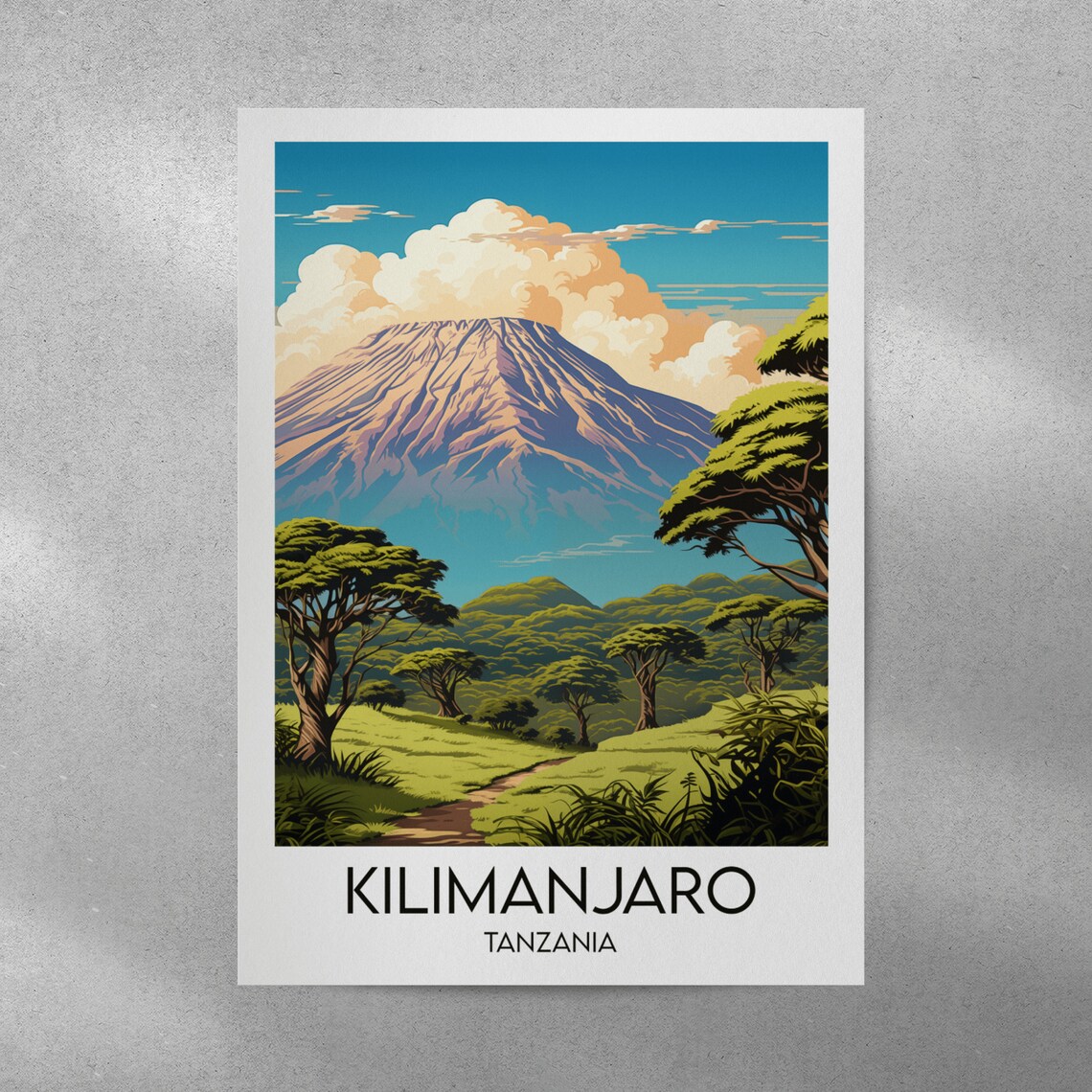 Kilimanjaro Tanzania Mountain Safari Adventure Retro Travel Poster - Image 4