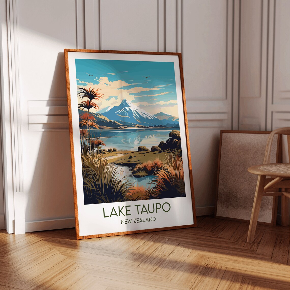 Lake Taupo New Zealand Travel Poster, Custom Print - Image 4