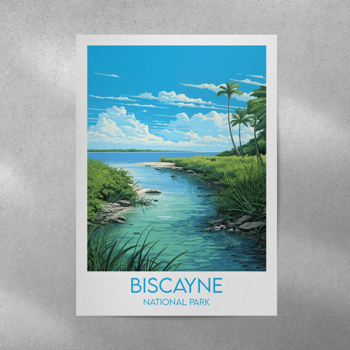 Biscayne National Park Turquoise Inlet Palm Trees Travel Poster - Image 2