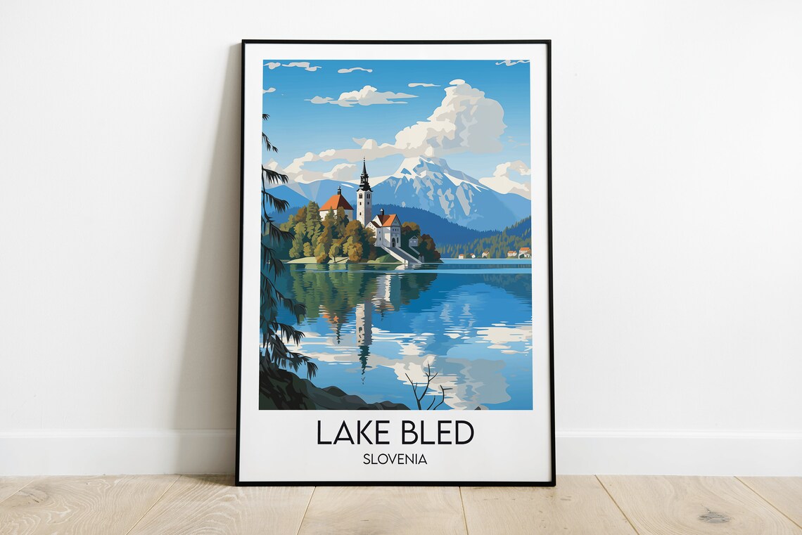 Lake Bled Travel Poster, Slovenia Custom Personalised