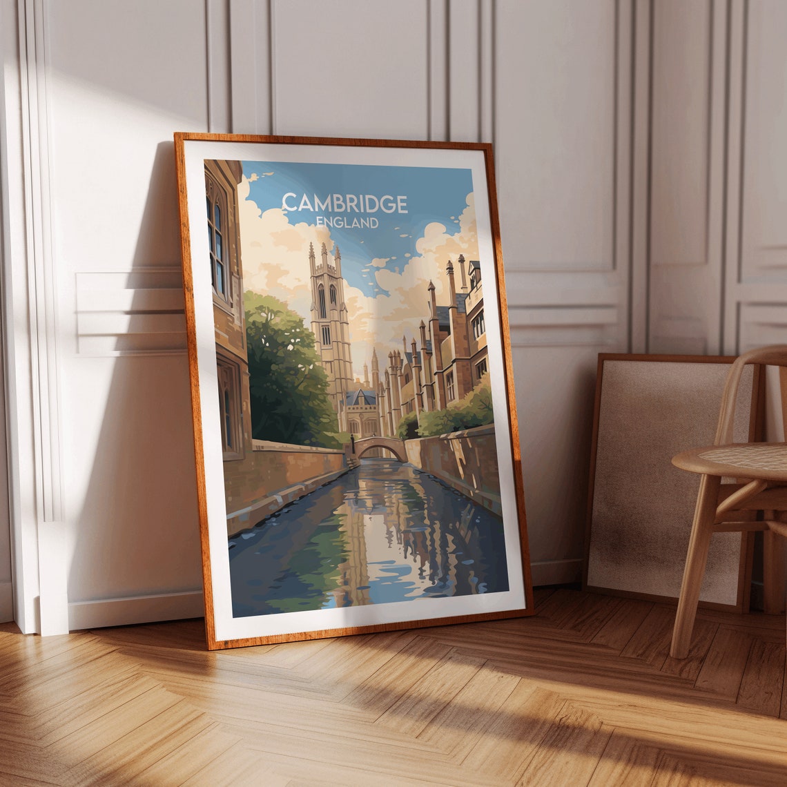 Cambridge England River Cam Historic College Buildings Travel Poster - Image 4