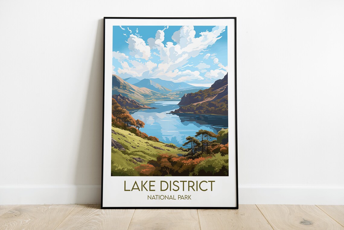 Lake District England National Park Fell Lake Hills Travel Poster