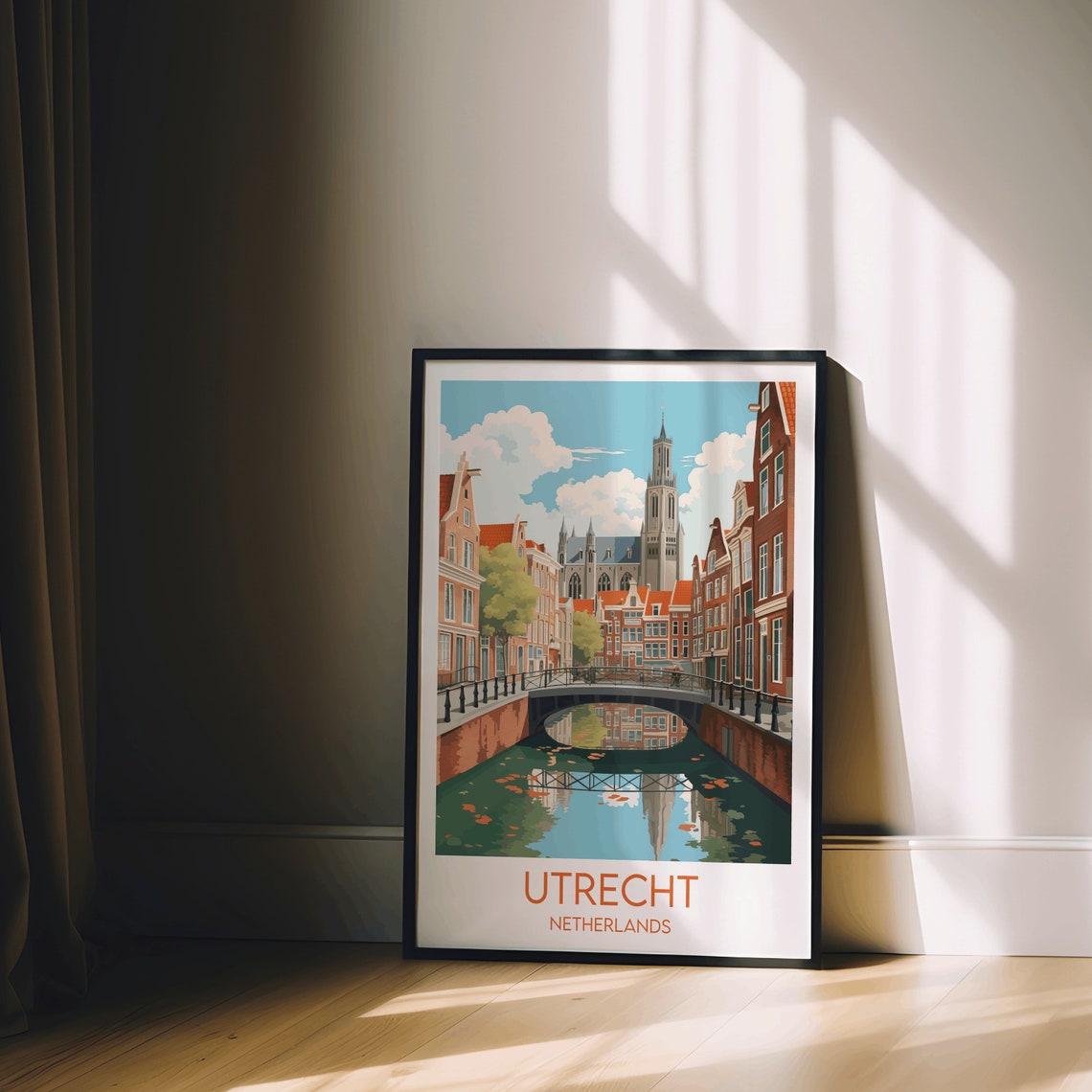 Utrecht Netherlands Canal Cityscape Retro Vintage Travel Poster - Image 2