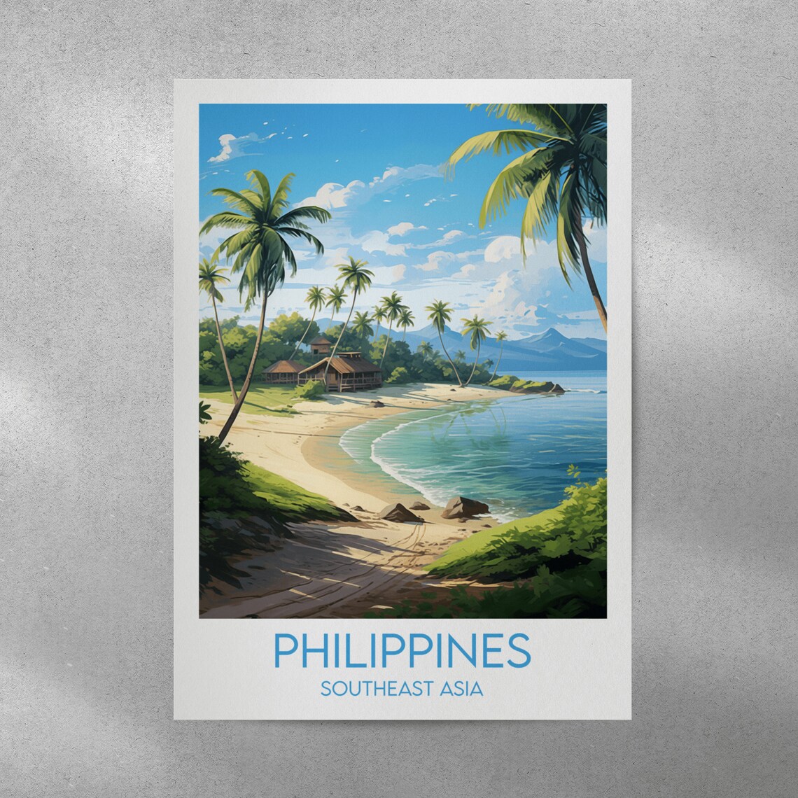 Philippines Southeast Asia Tropical Beach Palms Vintage Travel Poster - Image 4