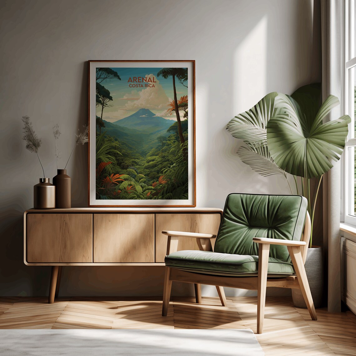 Costa Rica Travel Poster, Arenal Volcano Custom Gift - Image 2