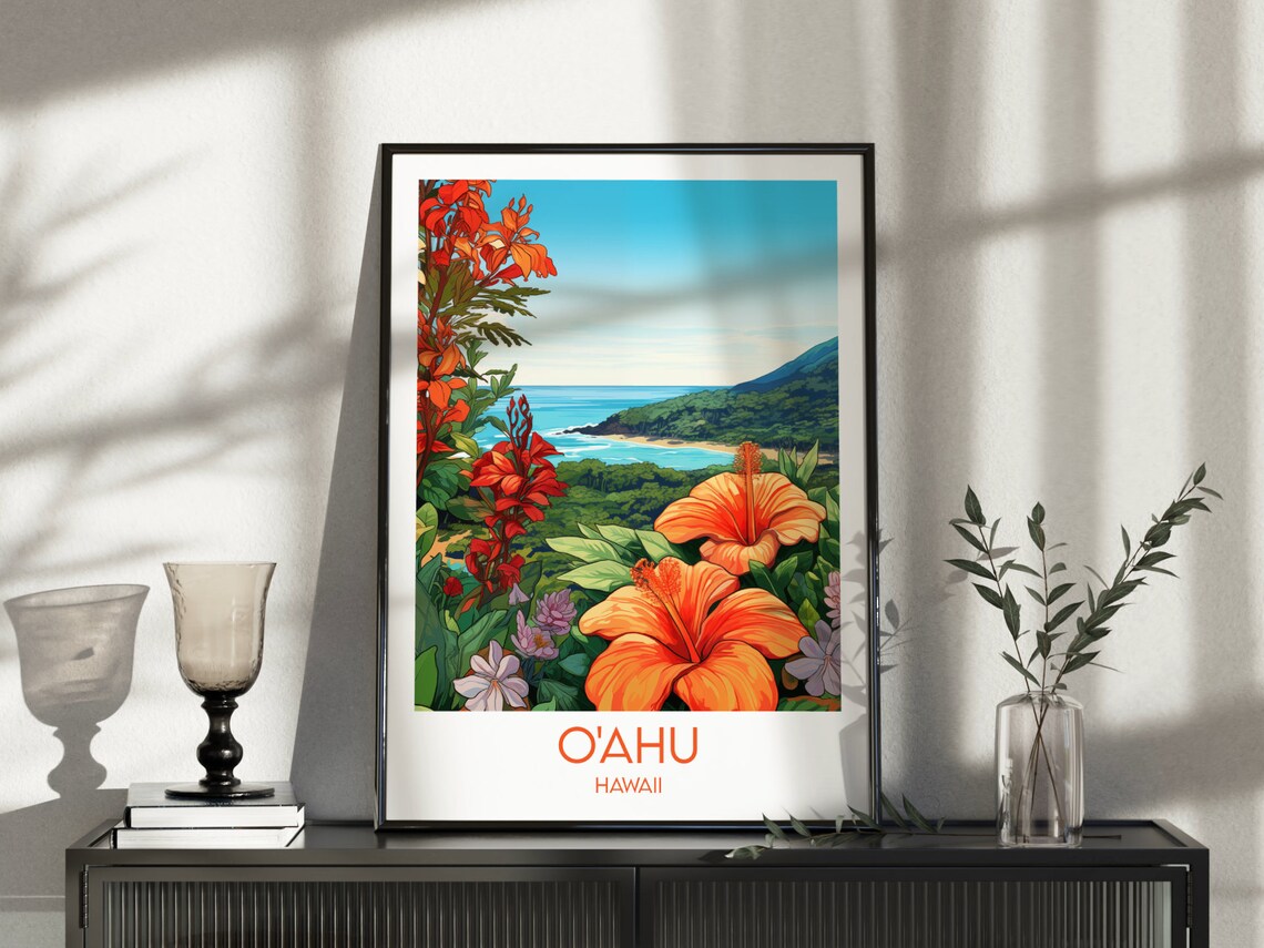 Oahu Travel Print, Hawaii Poster, Custom Personalised - Image 3
