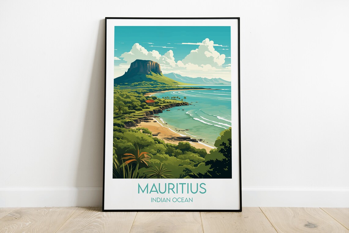 Mauritius Travel Poster, Indian Ocean Custom Personalised