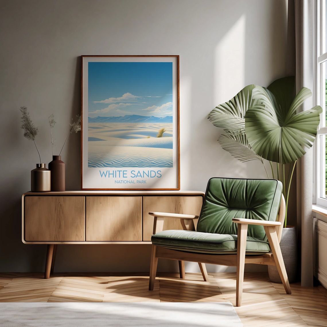 White Sands National Park Rippled Dunes Mountain Travel Poster - Image 2