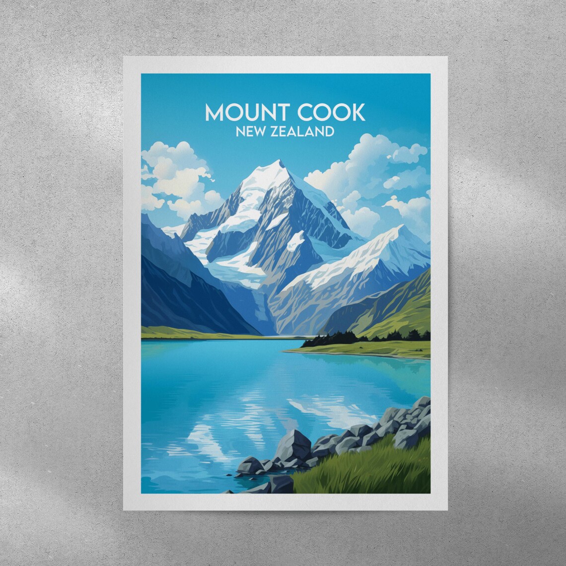 Mount Cook Travel Print Personalized Gift Poster - Image 4