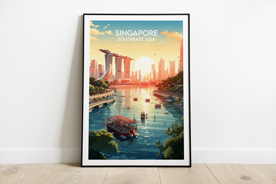 Singapore Travel Poster, Southeast Asia Custom Gift