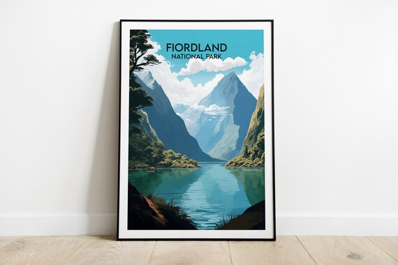 Fiordland National Park Fjord Mountains Lake Reflection Poster