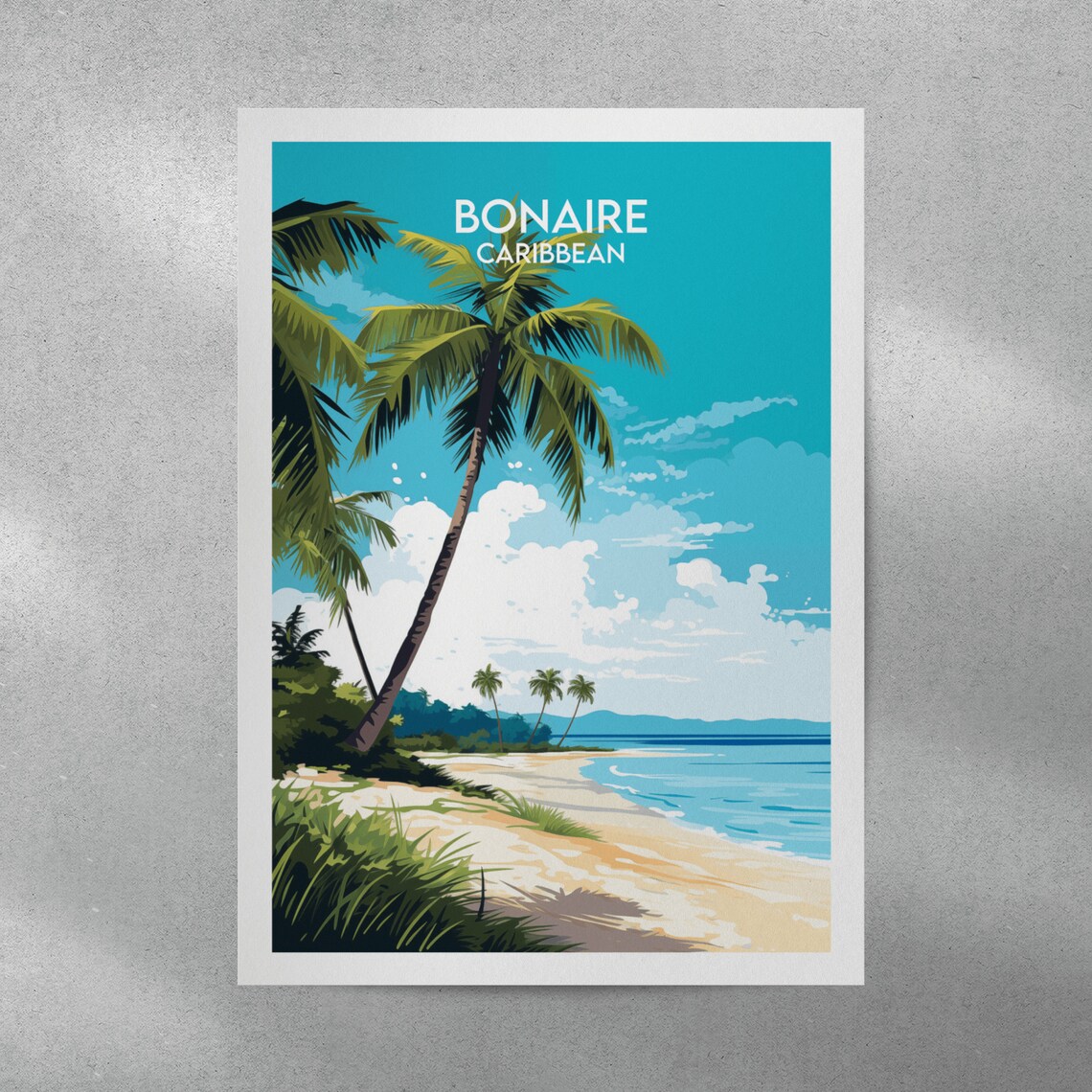 Bonaire Travel Print, Caribbean Poster Custom Personalised - Image 3