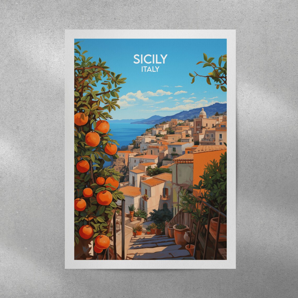 Sicily Travel Poster, Italy Custom Personalised Gift - Image 4