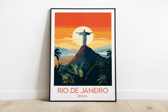 Rio De Janeiro Travel Print Brazil Poster Custom Personalised Wedding Birthday Gift
