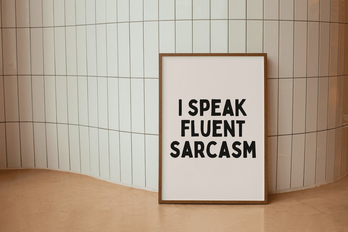 I Speak Fluent Sarcasm Peach Pastel Funny Typography Quote Poster - Image 3