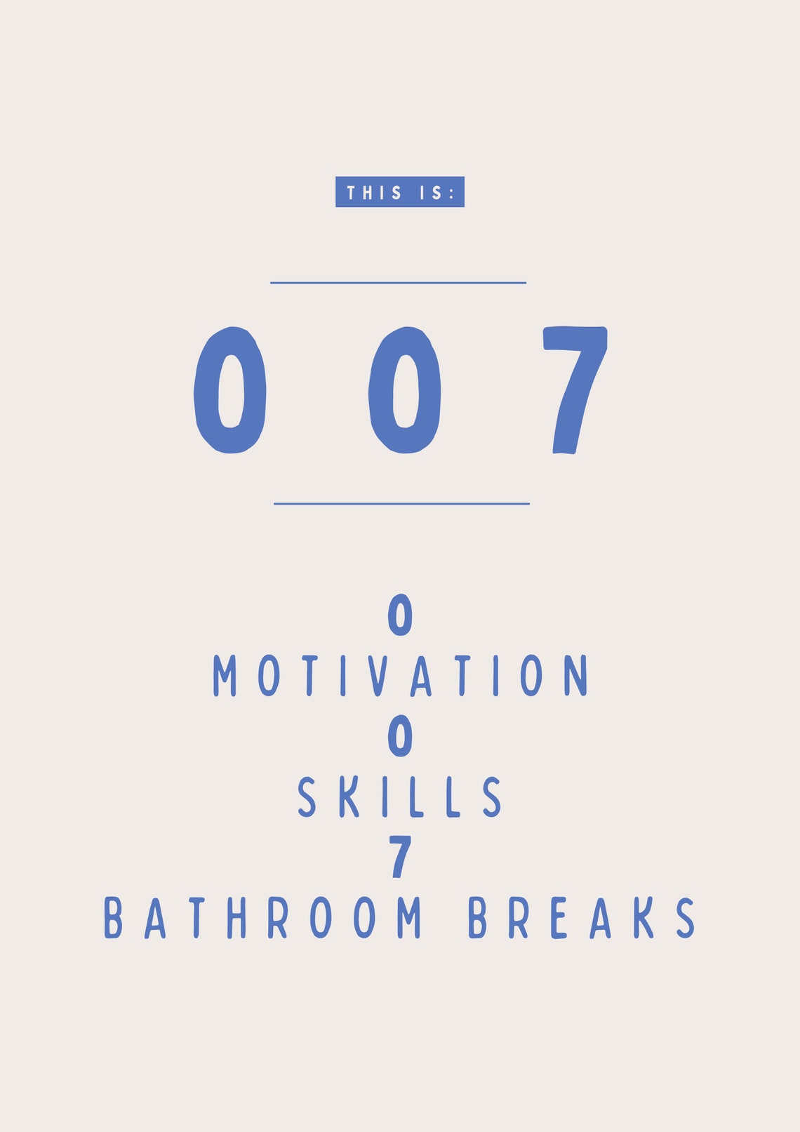007 Zero Motivation Zero Skills Funny Office Nickname Poster - Image 3