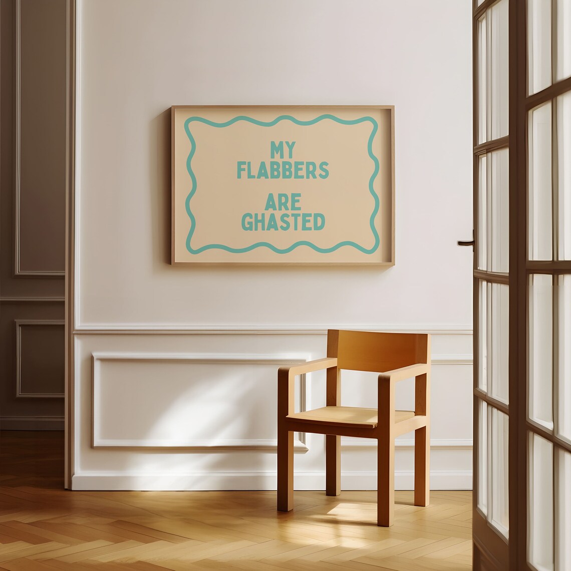 My Flabbers Are Ghasted Funny Sarcastic Typography Poster In Green And Peach - Image 2