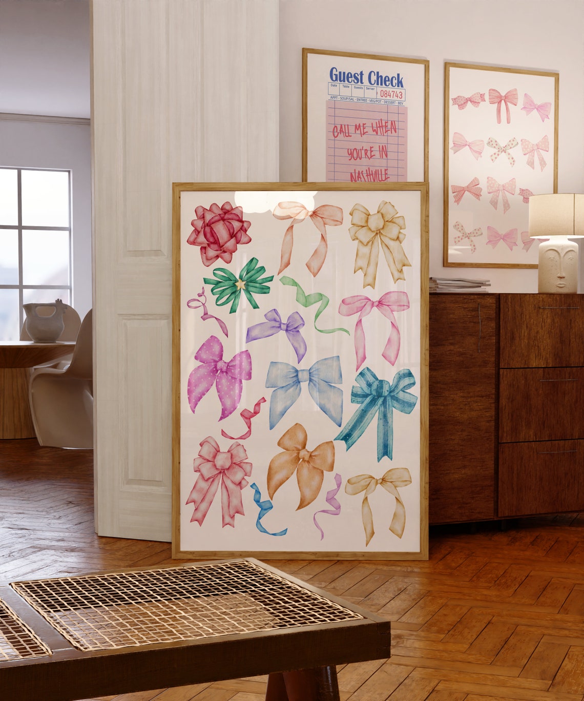 Watercolor Bows Coquette Balletcore Trendy Girly Room Decor Poster